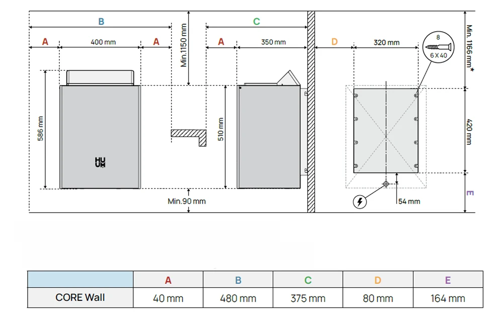 Elektrinė pirties krosnelė - HUUM Core Wall 9, juoda