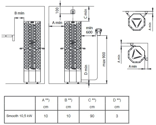 Elektrinė pirties krosnelė - NARVI SMOOTH 10.5 kW, juoda