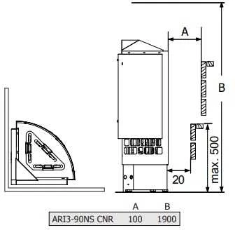 Elektrinė pirties krosnelė – SAWOTEC Ari Corner 9 kW, be valdymo pulto