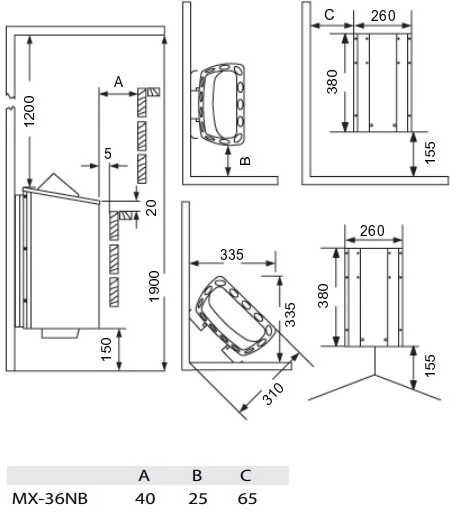 Elektrinė pirties krosnelė – SAWOTEC Mini X Corner 3,6 kW, su valdymo pultu
