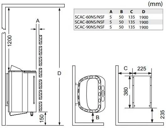 Elektrinė pirties krosnelė – SAWOTEC Scandia Combi Next, be valdymo pulto, SCAC-60NS