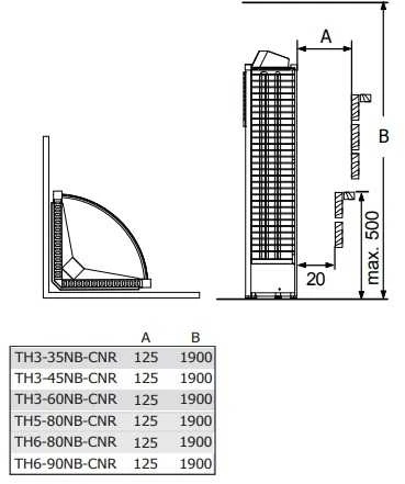 Elektrinė pirties krosnelė – SAWOTEC Tower Corner, su valdymo pultu, TH3-60NB-CNR