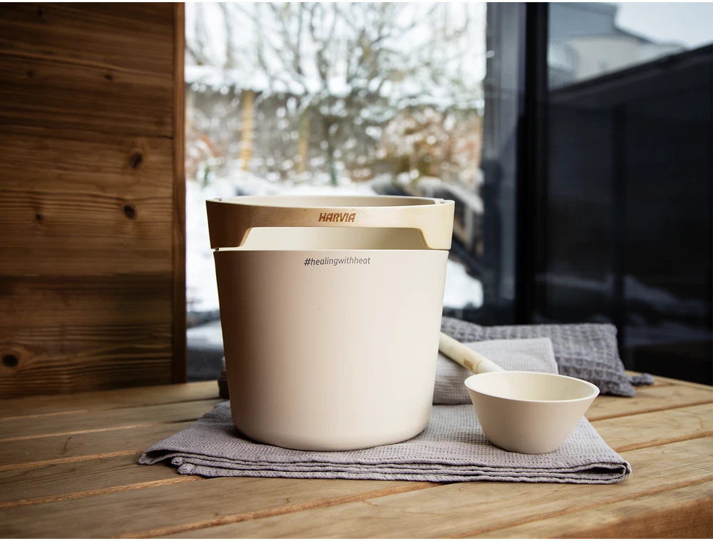 HARVIA Helmi pirties kibirėlio ir samčio rinkinys, Ivory