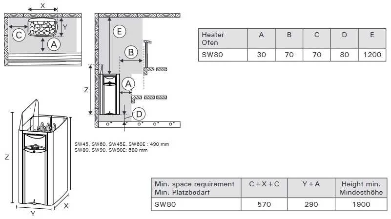 Harvia Oy Elektrinė pirties krosnelė - HARVIA The Wall Juodas Steel SW80 8 kW