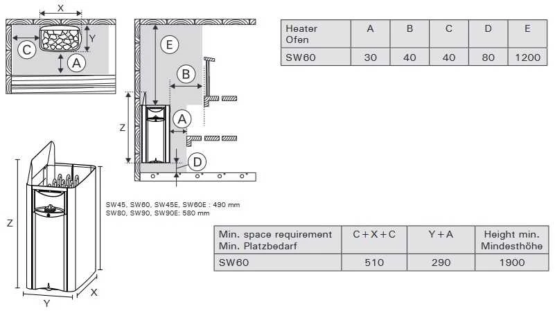 Harvia Oy Elektrinė pirties krosnelė - HARVIA The Wall Juodas Steel SW60E 6 kW