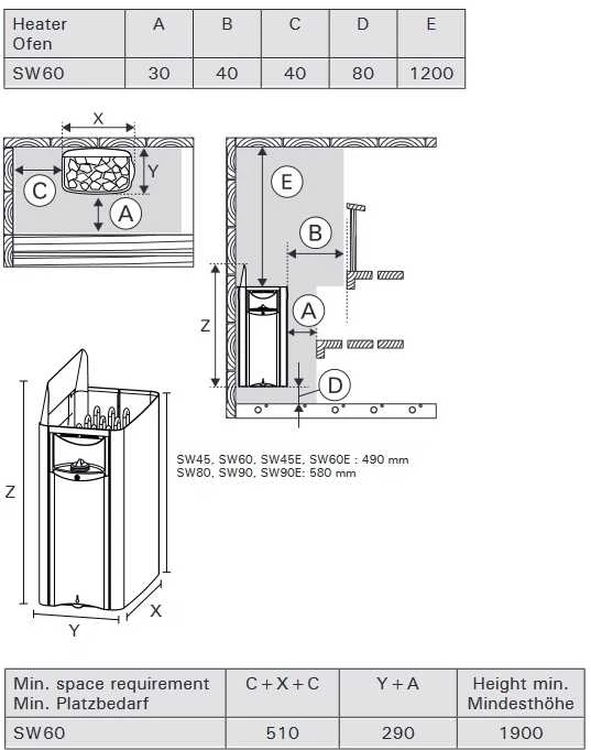 Harvia Oy Elektrinė pirties krosnelė - HARVIA The Wall SW60E, 6 kW