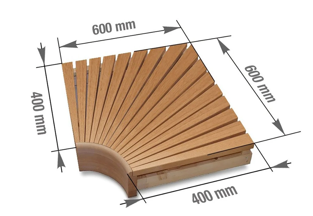 Kampinis gulto elementas moduliniams pirties gultams, 600x600 mm, Juodalksnis