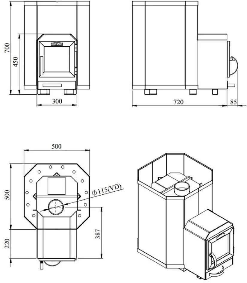 Malkinė pirties krosnelė - STOVEMAN 16-LS HEAVY