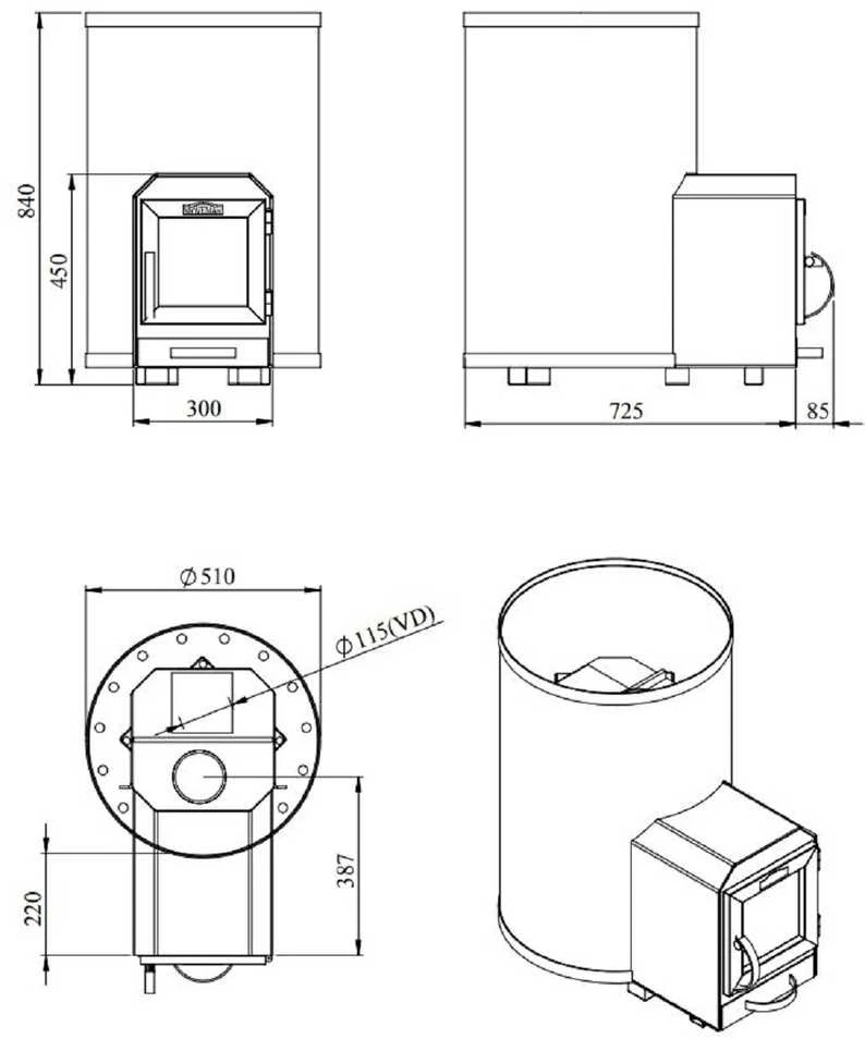 Malkinė pirties krosnelė - STOVEMAN 20R-LS HEAVY