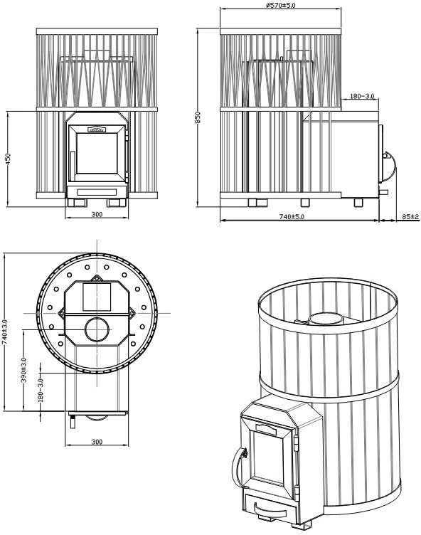 Malkinė pirties krosnelė - STOVEMAN CROWN 20R-LS