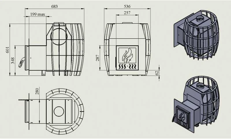 Malkinė pirties krosnis - TEPLODAR ETNA Barrel 12
