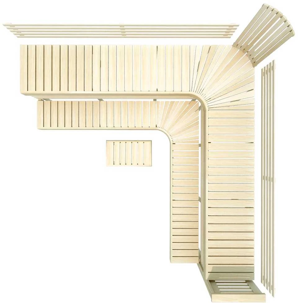 Modulinis pirties gultas PREMIUM, Drebulės mediena 2900 x 2990 mm