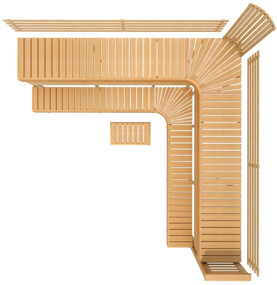 Modulinis pirties gultas PREMIUM, juodalksnio mediena 3200 x 3290 mm
