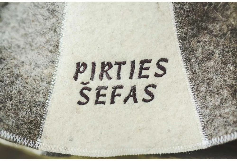 Namu Tekstile Pirties kepurė - PIRTIES ŠEFAS, dryžuota