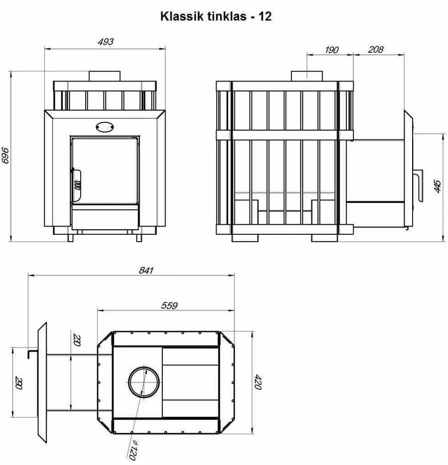 Novaslav Malkinė pirties krosnelė - NOVA KLASSIK 12 su tinko apdaila, stiklinės durelės