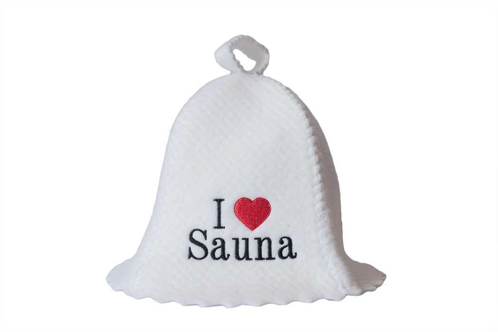 Pirties kepurė - I love sauna, balta