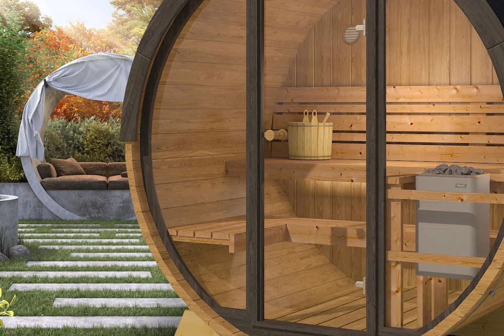 Pirties namelis - Pool sauna, su stiklu