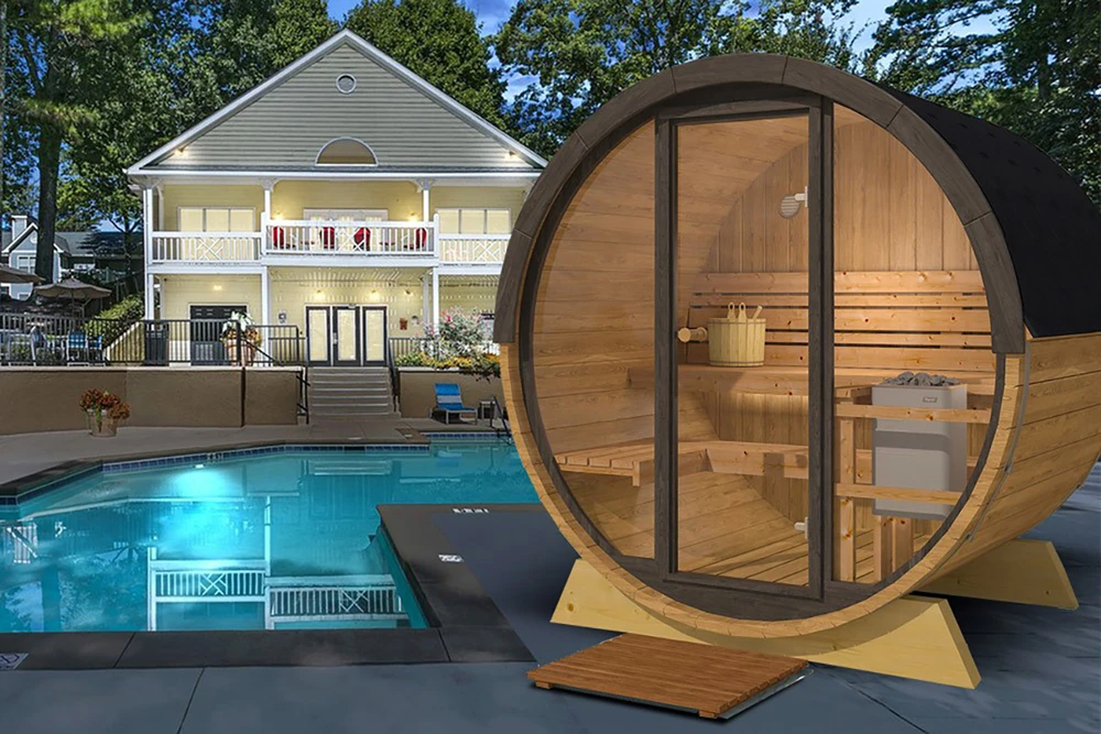 Pirties namelis - Pool sauna, su stiklu