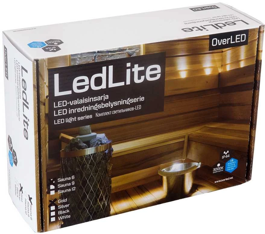 Sieninis šviestuvas Sauflex Saunos LED apšvietimo komplektas LedLite 12, sidabrinės spalvos