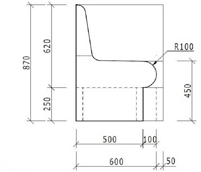 WEDI garinės pirties kampinis gultas 650mm