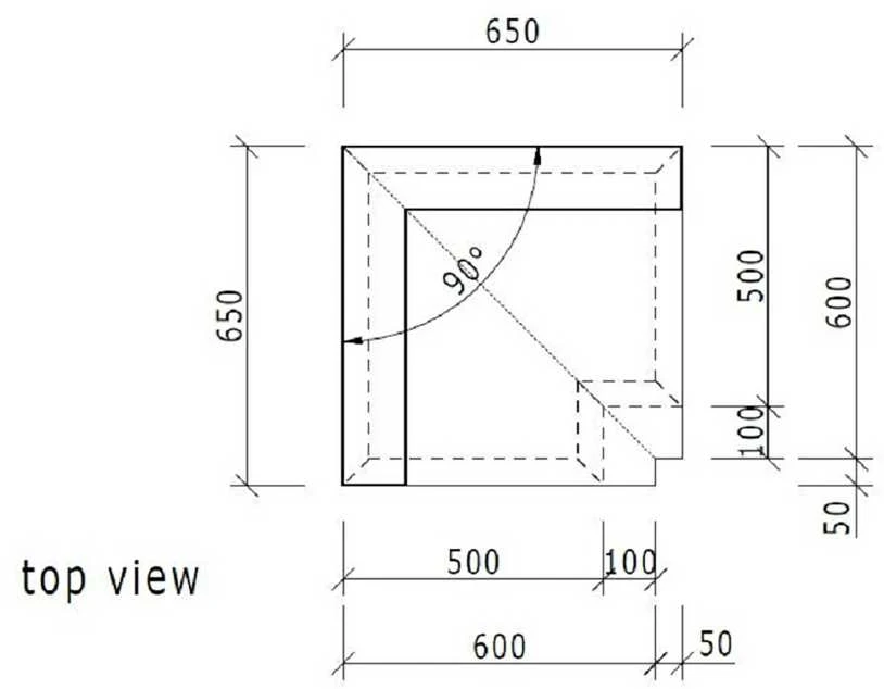 WEDI garinės pirties kampinis gultas 650mm