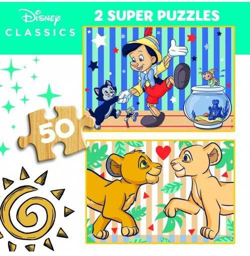 Educa 2 dėlionės (puzzle) medinės 2x50 DISNEY CLASSICS 4-6metų, modelis ...
