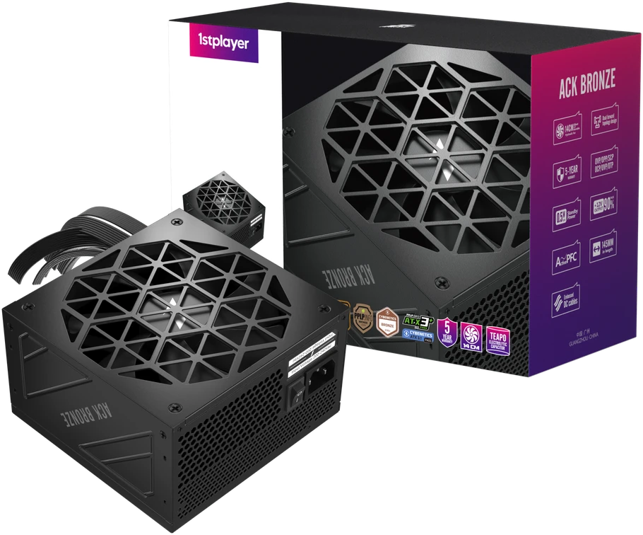 1STPLAYER ACK, 750W, 80 PLUS Bronze, ATX 3.1, PCIe 5.1 maitinimo blokas, juodas