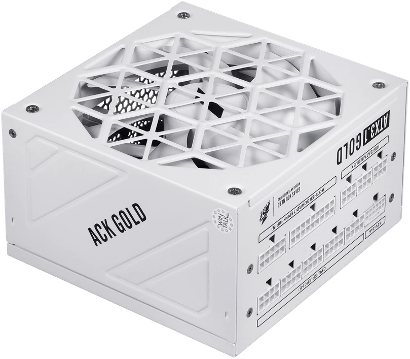 1STPLAYER ACK, 850W, 80 PLUS Gold, ATX 3.1, PCIe 5.1, modulinis maitinimo blokas, baltas