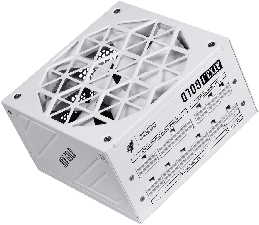 1STPLAYER ACK, 850W, 80 PLUS Gold, ATX 3.1, PCIe 5.1, modulinis maitinimo blokas, baltas