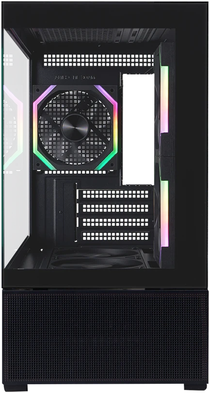 1STPLAYER CV6, mATX kompiuterio korpusas, 3 ARGB ir 2 papildomi ventiliatoriai, juodas