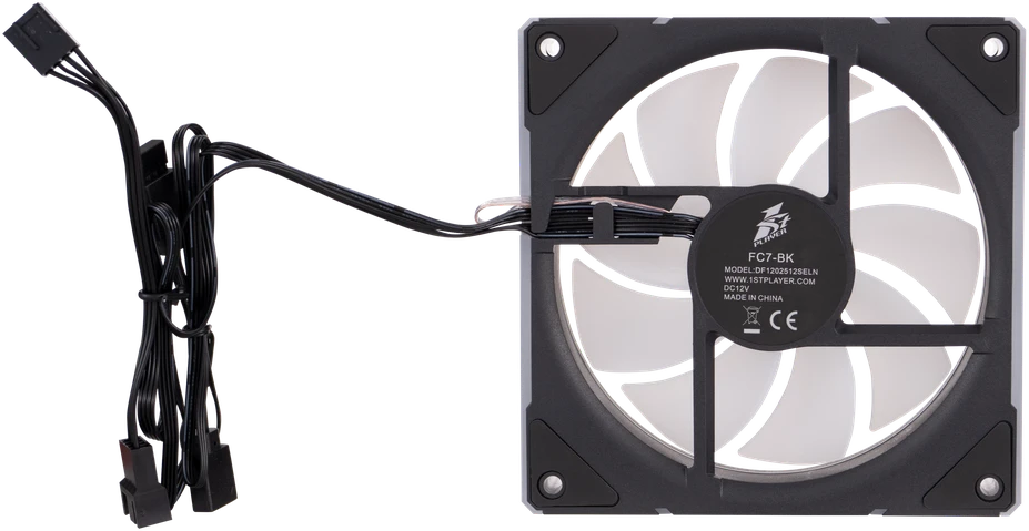 1STPLAYER FC7, 120 mm PWM ARGB korpuso ventiliatorius, juodas