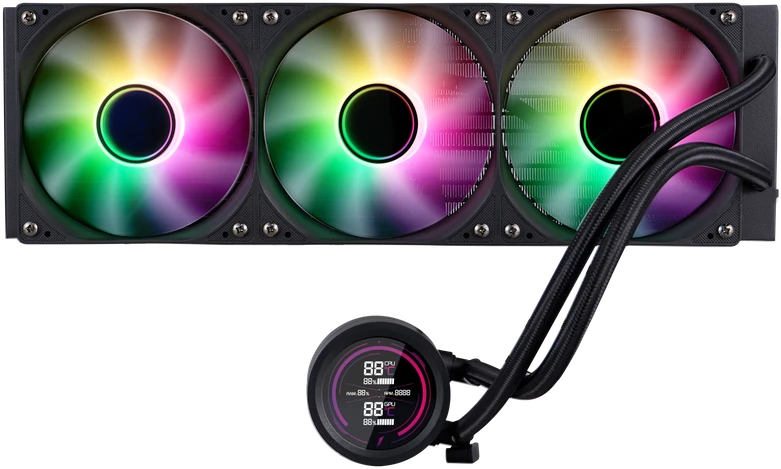 1STPLAYER TS4 360, 360 mm AIO procesoriaus aušintuvas, ARGB, LED ekranas, juodas