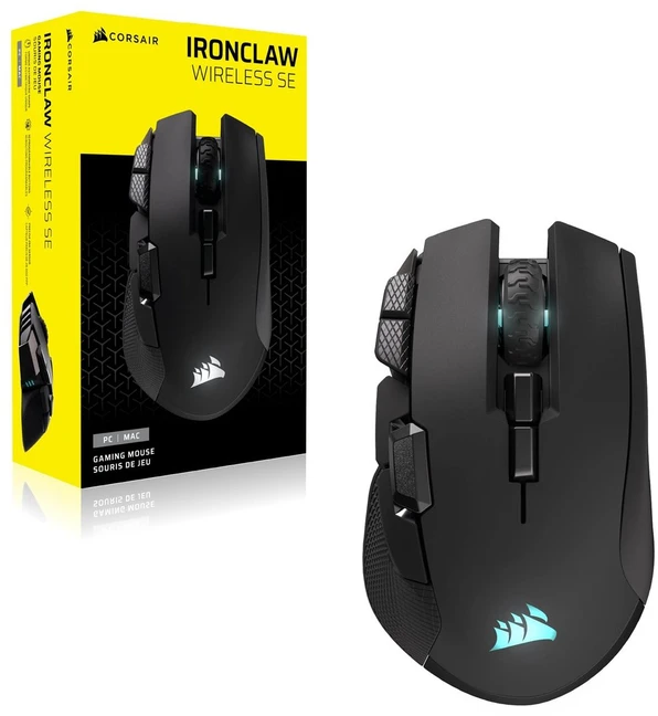 Corsair IRONCLAW SE | Pelė žaidimams | Belaidė/su laidu | 2.4GHz, Bluetooth, USB-C | Juoda