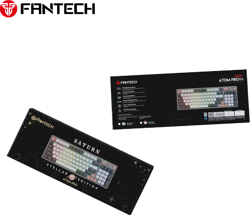 Fantech ATOM PRO96 RGB belaidė mechaninė klaviatūra, Pilka, Raudona Switch