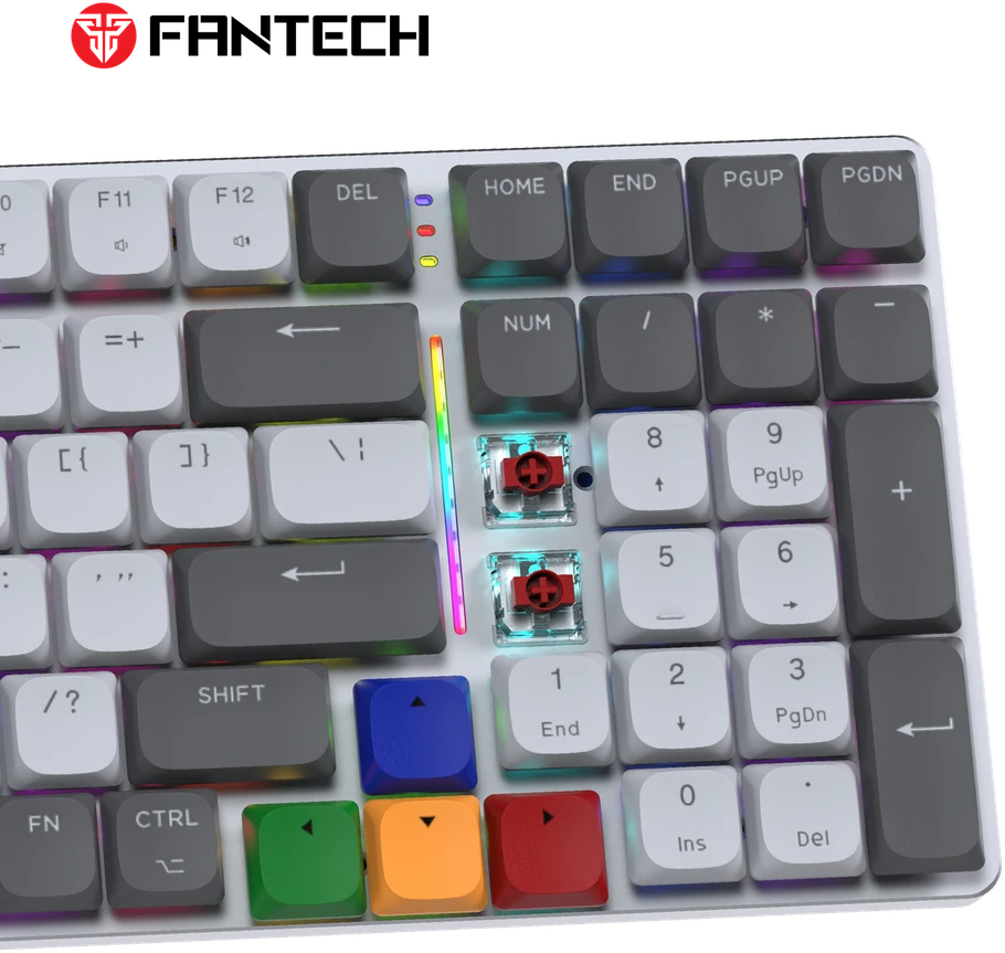 Fantech MAXFIT AIR99 RGB belaidė mechaninė klaviatūra, Pilka, Brown Switch