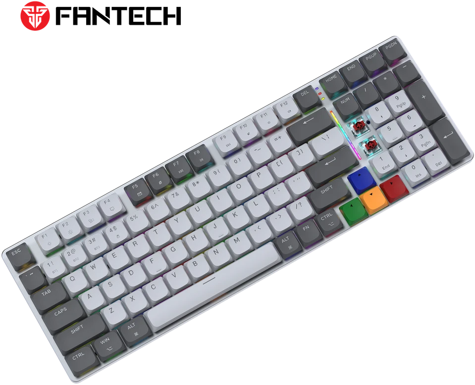 Fantech MAXFIT AIR99 RGB belaidė mechaninė klaviatūra, Pilka, Brown Switch