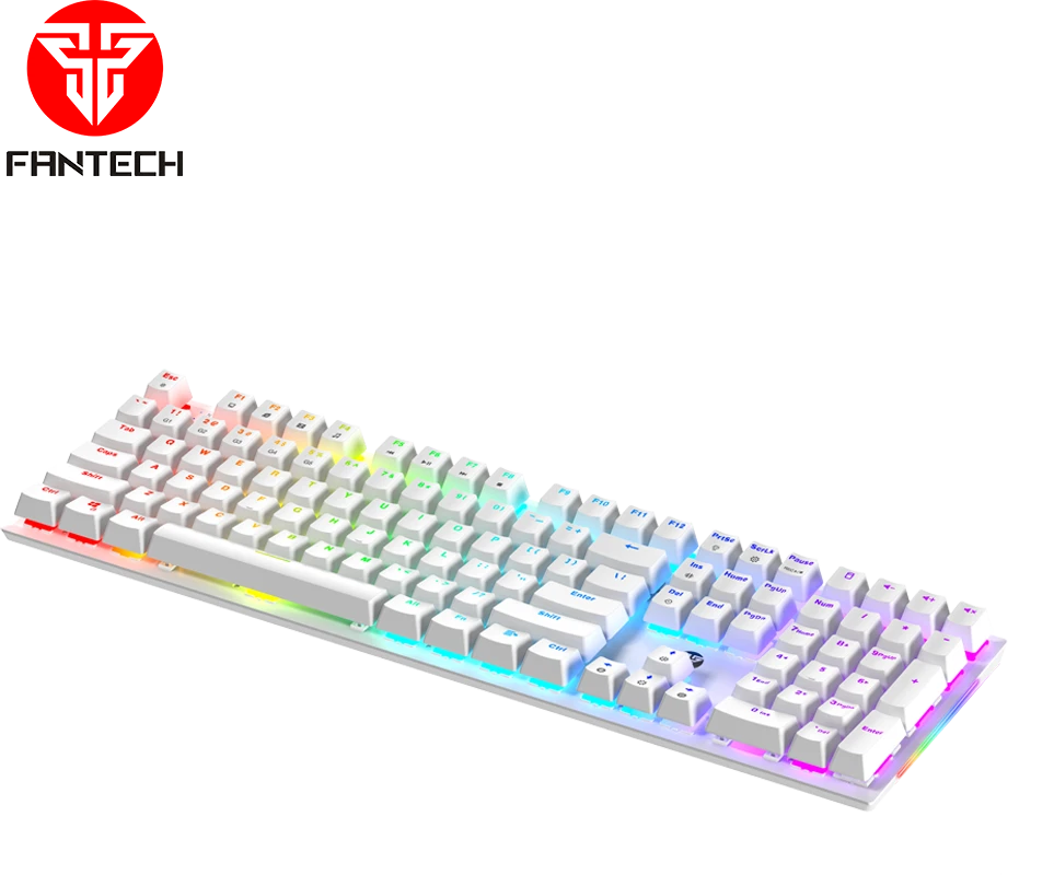 Fantech MAXFIT108 RGB laidinė mechaninė klaviatūra, Balta, Raudona Switch