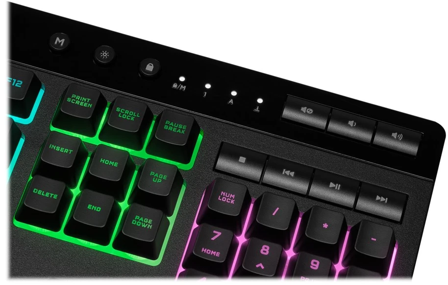 Žaidimų klaviatūra Corsair K55 RGB Pro su 5 zonų RGB pašvietimu, ENG išdėstymas