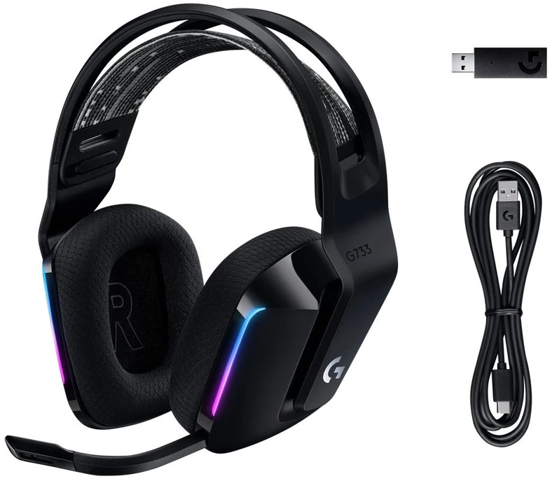 Belaidės ausinės Logitech G733 Lightspeed, Juodos spalvos