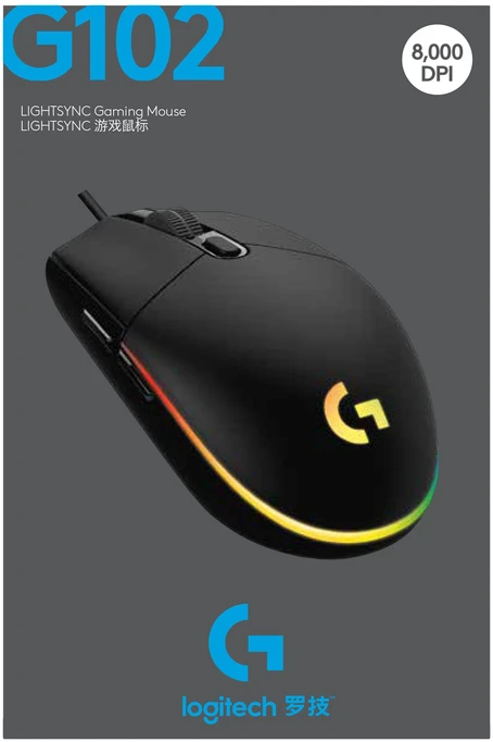 Pelė žaidimams Logitech G102 Lightsync, Juoda