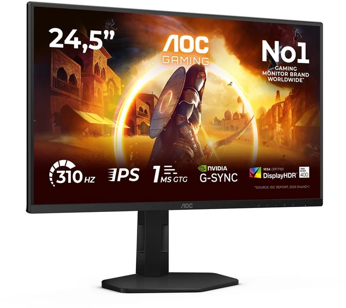 Žaidimų monitorius AOC 25G4SXU 24.5" /Fats IPS/310 Hz/ 1 ms,/FreeSync Prem./ G-Sync comp./ HDR10 /FHD(1920x1080/ 2x HDMI 2.0, 1x DisplayPort 1.4) juodas