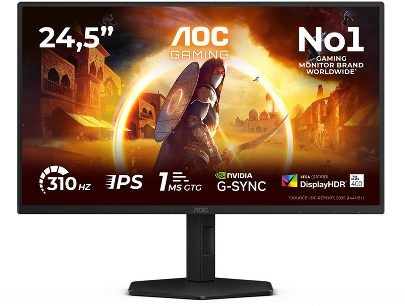 Žaidimų monitorius AOC 25G4SXU 24.5" /Fats IPS/310 Hz/ 1 ms,/FreeSync Prem./ G-Sync comp./ HDR10 /FHD(1920x1080/ 2x HDMI 2.0, 1x DisplayPort 1.4) juodas