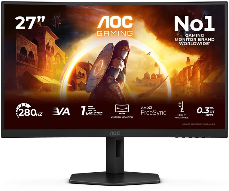 Lenktas žaidimų monitorius AOC Gaming C27G4ZXU, 27", 1920 x 1080, VA, 16:9, 280 Hz, 1 ms
