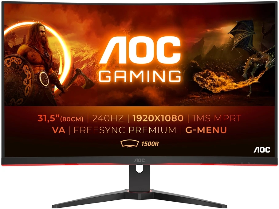 Monitorius AOC C32G2ZE, 31.5", VA, 1920x1080, 16:9, 240 Hz, 1 ms, 300 cd/m²