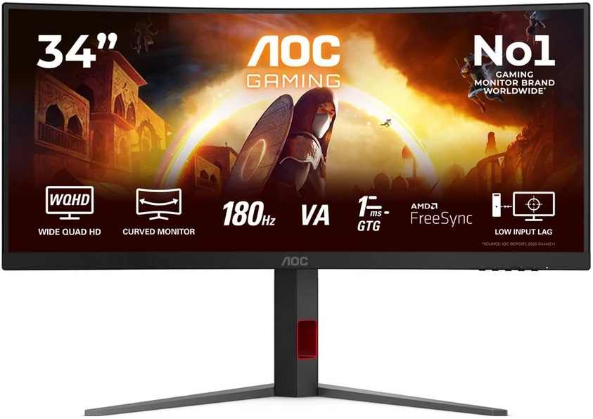 Žaidimų monitorius AOC CU34G4 / Curved / Fast VA | UWQHD | 21:9 | 180 Hz | 1 ms | 3440 x 1440 pikselių | 300 cd/m²