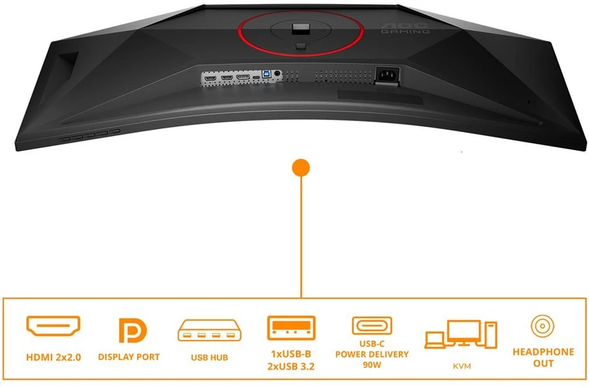 Žaidimų monitorius AOC CU34G4CA, 34" UWQHD (3440x1440) lenktas Fast VA, 21:9, 180Hz, 1ms, USB-C, HDR
