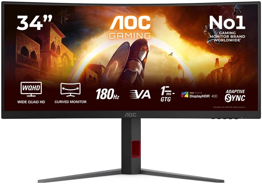 Žaidimų monitorius AOC CU34G4CA, 34" UWQHD (3440x1440) lenktas Fast VA, 21:9, 180Hz, 1ms, USB-C, HDR