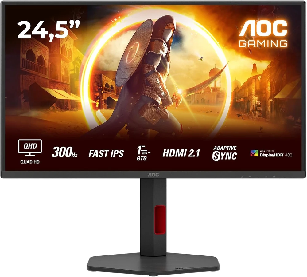 Žaidimų monitorius AOC Q25G4SR, 24.5" QHD (2560x1440) Fast IPS, 300Hz, 1ms, HDR, Adaptive Sync