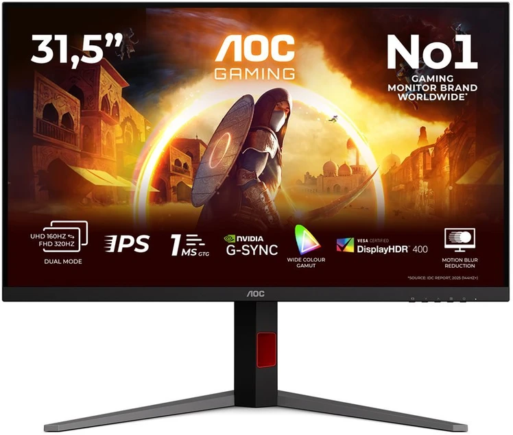 Žaidimų monitorius AOC U32G4U, 31.5" 4K UHD (3840x2160) Fast IPS, 160Hz, 1ms, HDR, USB-C