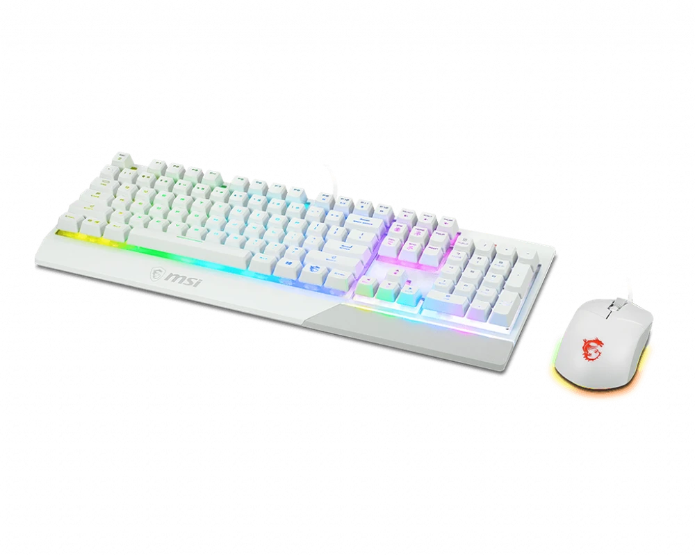 Klaviatūra ir pelė MSI Vigor GK30 Combo, US išdėstymas, baltos spalvos